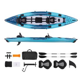 Inflatable Kayak, 2-Person Inflatable Recreational Kayak 700LBS Capacity, Leak & Puncture-Resistant with Padded Seat, PVC Drop-Stitch Floor, 2 Paddles