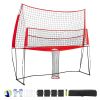 2-in-1 Volleyball Training Net System, Freely Height-Adjustable Practice Equipment with Ball Return, Portable Net Station