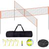4-Way Volleyball Net, Adjustable Height Badminton Net Set for Backyard Beach Lawn, Outdoor Portable Volleyball Net with Carrying Bag