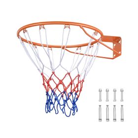 Basketball Rim, Wall Door Mounted Basketball Hoop, Heavy Duty Q235 Basketball Flex Rim Goal Replacement with Net