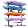 82"H Kayak Storage Rack, Heavy Duty Freestanding Kayak Storage Rack Ã¢â‚¬â€œ Adjustable 8 Kayak Stand with Wheels for Garage, Indoor & Outdoor Use