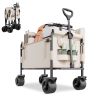 Collapsible Folding Wagon, 550lb Load & 220L, 2 in 1 Foldable Wagon Cart Converts to Bench, Utility Wagon with Adjustable Handle