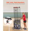 Volleyball Setter Training Equipment, Angle and Height Adjustable Volleyball Trainer, Portable Practice Net with Cart, Wheels, Carrying Bag