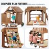 Outdoor Wooden Playhouse, Modern Cedar Playhouse for Age 2-8 Years Kids, Garden Games Cottage, Country Style Cedar Playhouse with Slide, Ladder