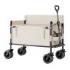 Collapsible Folding Wagon, 550lb Load & 220L, 2 in 1 Foldable Wagon Cart Converts to Bench, Utility Wagon with Adjustable Handle