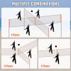 4-Way Volleyball Net, Adjustable Height Badminton Net Set for Backyard Beach Lawn, Outdoor Portable Volleyball Net with Carrying Bag