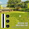 Outdoor Portable Volleyball Net System, Adjustable Height Steel Poles, Professional Volleyball Set with PVC Volleyball, Pump, Carrying Bag