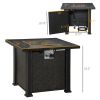 30 Inch Outdoor Propane Gas Fire Pit Table, 50,000 BTU Auto-Ignition Square Wicker-effect Gas Firepit with Ceramic Tabletop, Lid