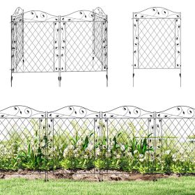 Garden Fence, 4 Pack Steel Fence Panels, 11.5' L x 43" H, Rust-Resistant Decorative Border Flower Edging for Yard, Landscape, Patio, Outdoor Dec (Option: Black-1200x930x70 mm)
