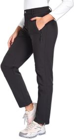 Womens Snow Ski Pants Waterproof Fleece Lined Insulated Softshell Warm Pants for Winter Hiking Outdoor 29 inches (Color: 3XL)